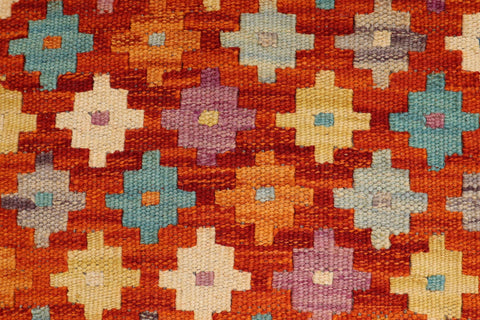 handmade Modern Kilim Rust Purple Hand-Woven RECTANGLE 100% WOOL area rug 3x5