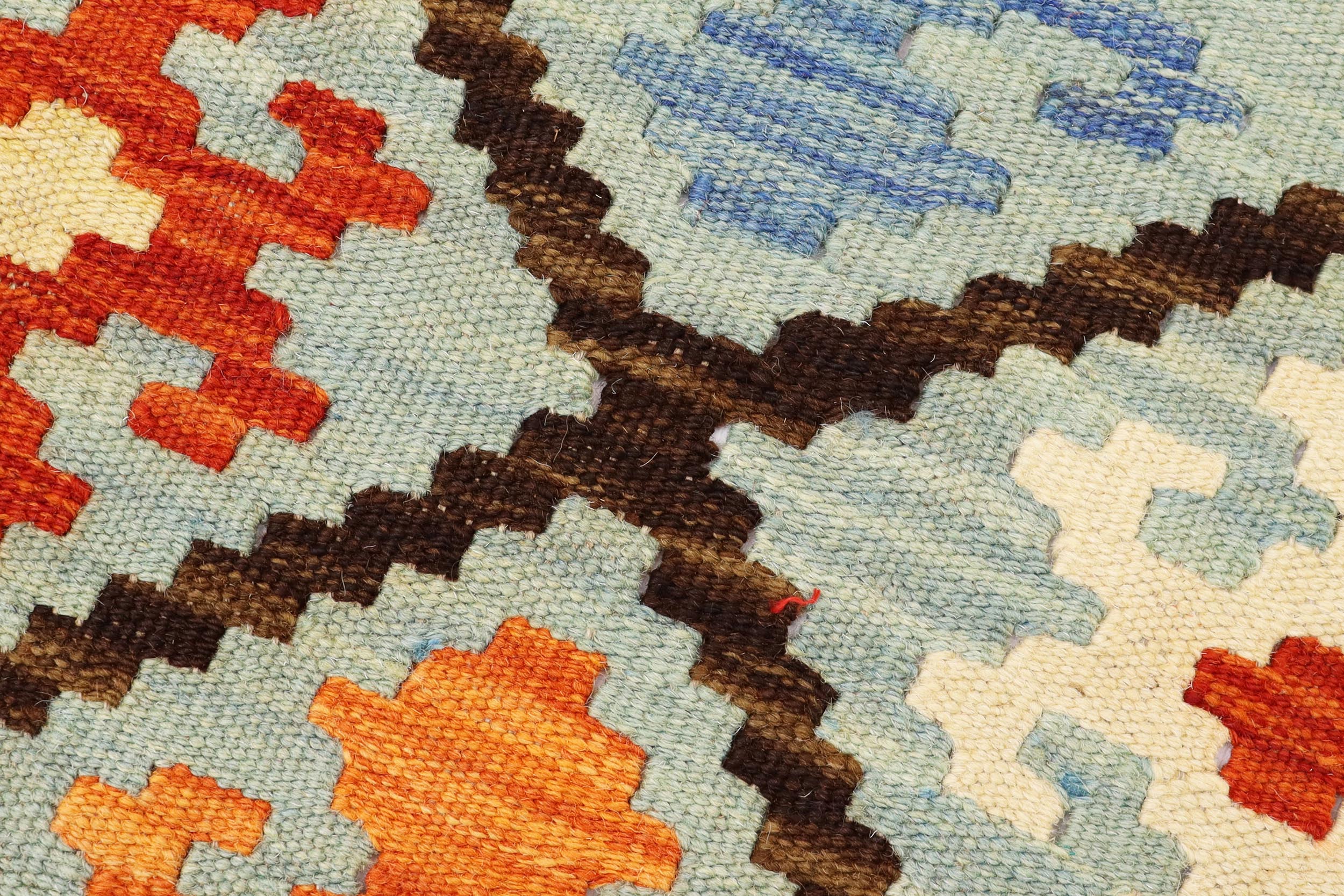 handmade Geometric Kilim Blue Rust Hand-Woven RECTANGLE 100% WOOL area rug 4 x 6