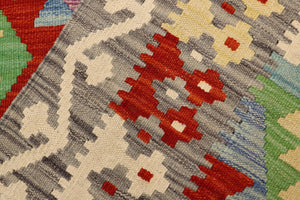 handmade Geometric Kilim Blue Gray Hand-Woven RECTANGLE 100% WOOL area rug 4 x 6