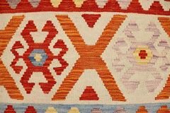 handmade Geometric Kilim Rust Blue Hand-Woven RECTANGLE 100% WOOL area rug 3 x 4