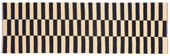 handmade Modern Kilim Beige Black Hand-Woven RUNNER 100% WOOL area rug 3' x 9'