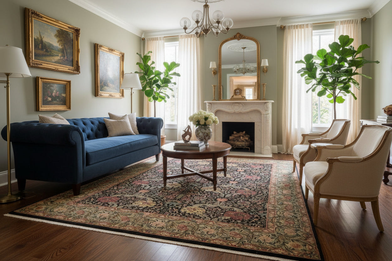 handmade Transitional William Black Taupe Hand Knotted RECTANGLE 100% WOOL area rug 9x12