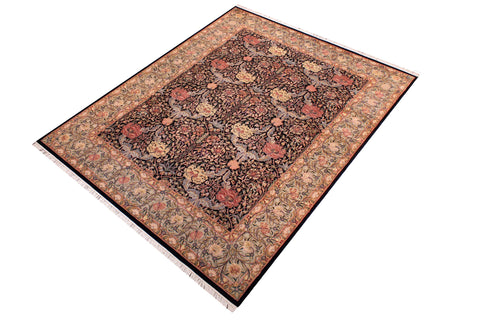 handmade Transitional William Black Taupe Hand Knotted RECTANGLE 100% WOOL area rug 9x12