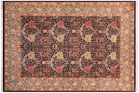 handmade Transitional William Black Taupe Hand Knotted RECTANGLE 100% WOOL area rug 9x12