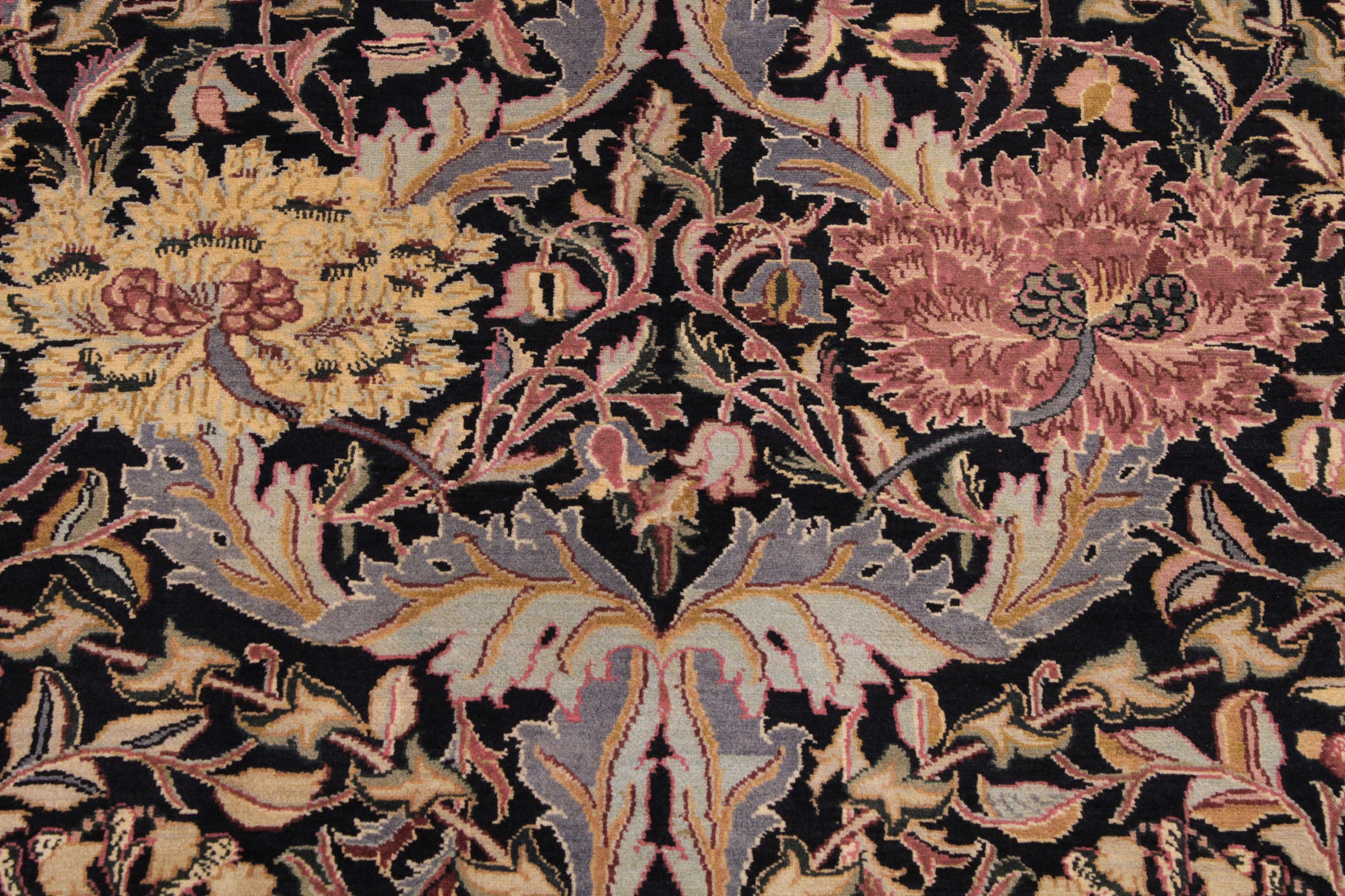 handmade Transitional William Black Taupe Hand Knotted RECTANGLE 100% WOOL area rug 9x12
