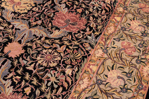 handmade Transitional William Black Taupe Hand Knotted RECTANGLE 100% WOOL area rug 9x12
