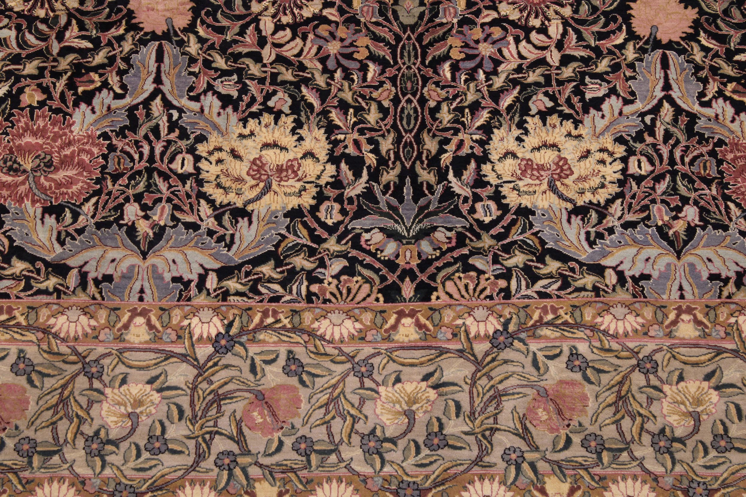 handmade Transitional William Black Taupe Hand Knotted RECTANGLE 100% WOOL area rug 9x12