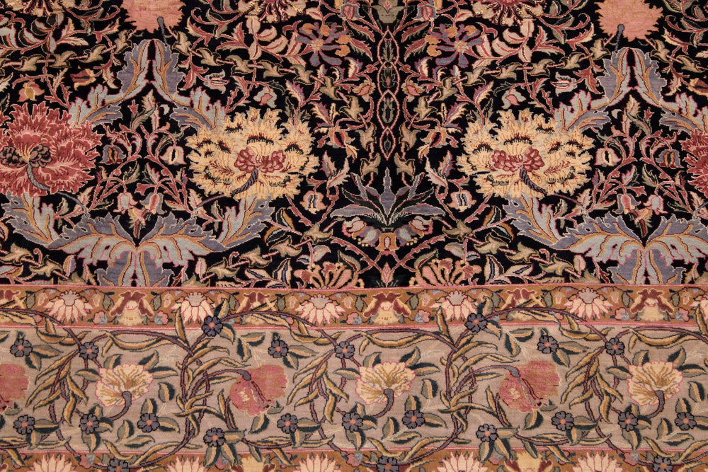 handmade Transitional William Black Taupe Hand Knotted RECTANGLE 100% WOOL area rug 9x12