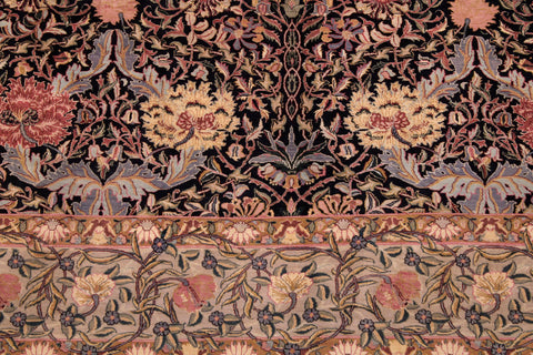 handmade Transitional William Black Taupe Hand Knotted RECTANGLE 100% WOOL area rug 9x12