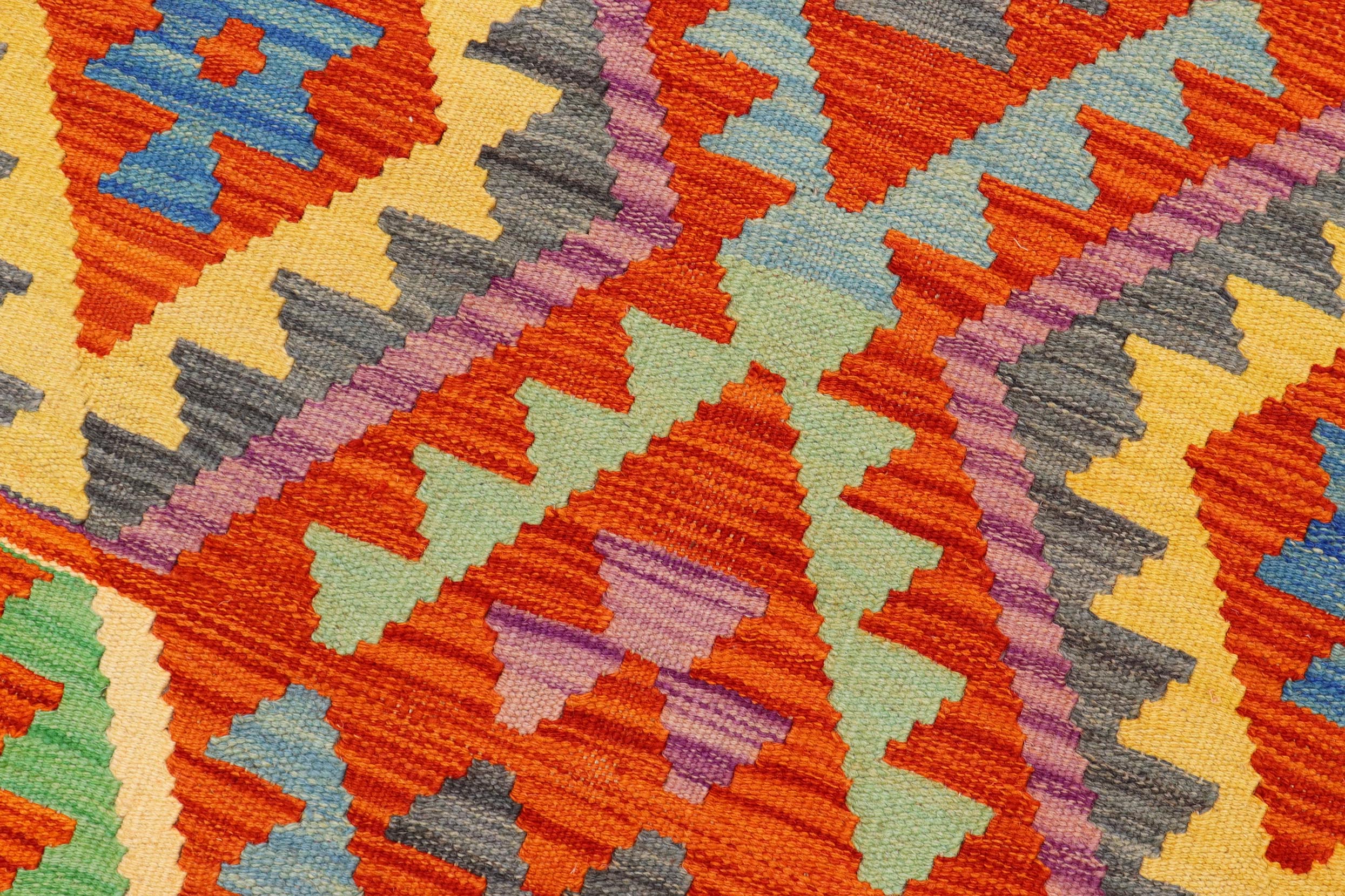 handmade Geometric Kilim Rust Beige Hand-Woven RECTANGLE 100% WOOL area rug 5x6