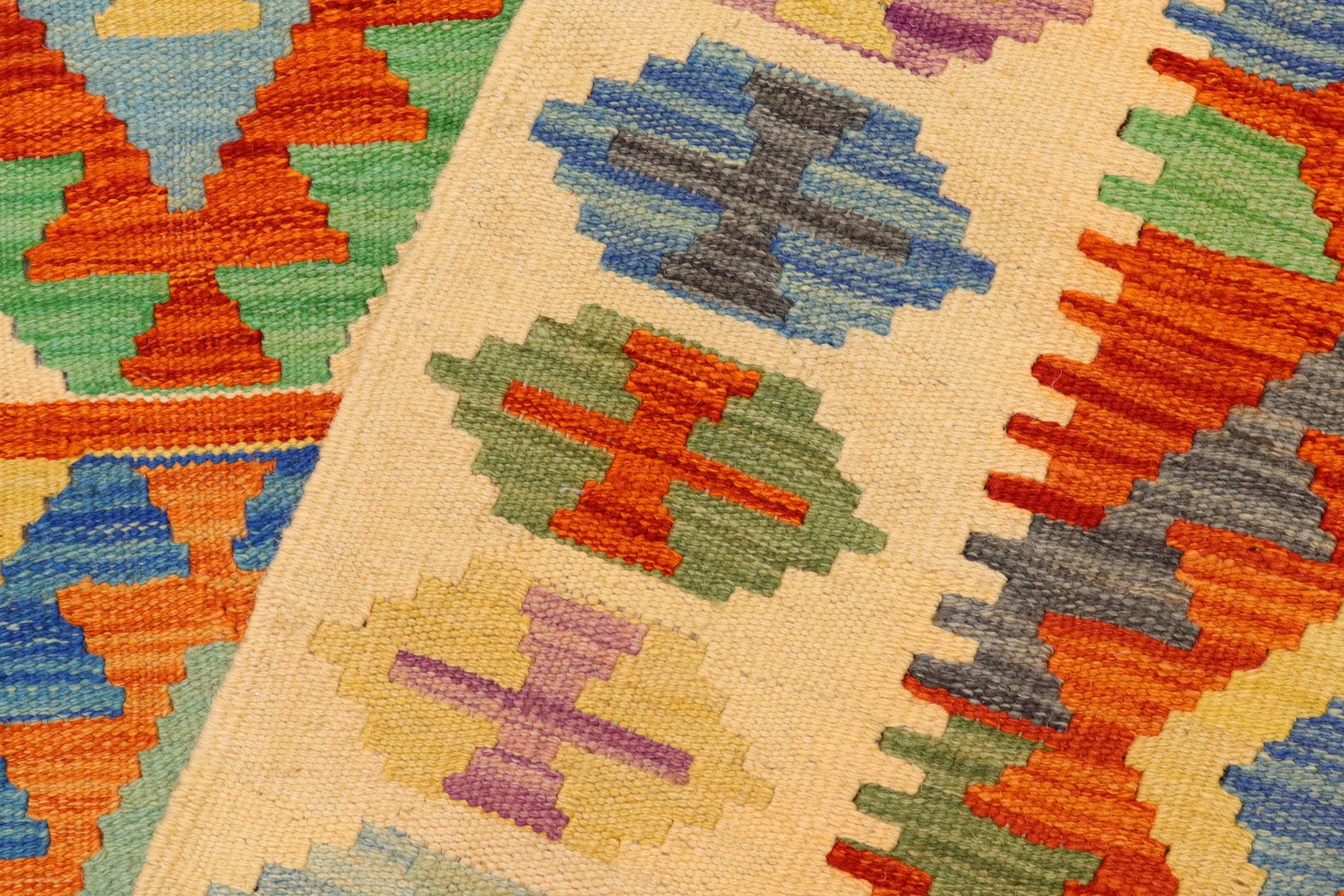 handmade Geometric Kilim Rust Beige Hand-Woven RECTANGLE 100% WOOL area rug 5x6
