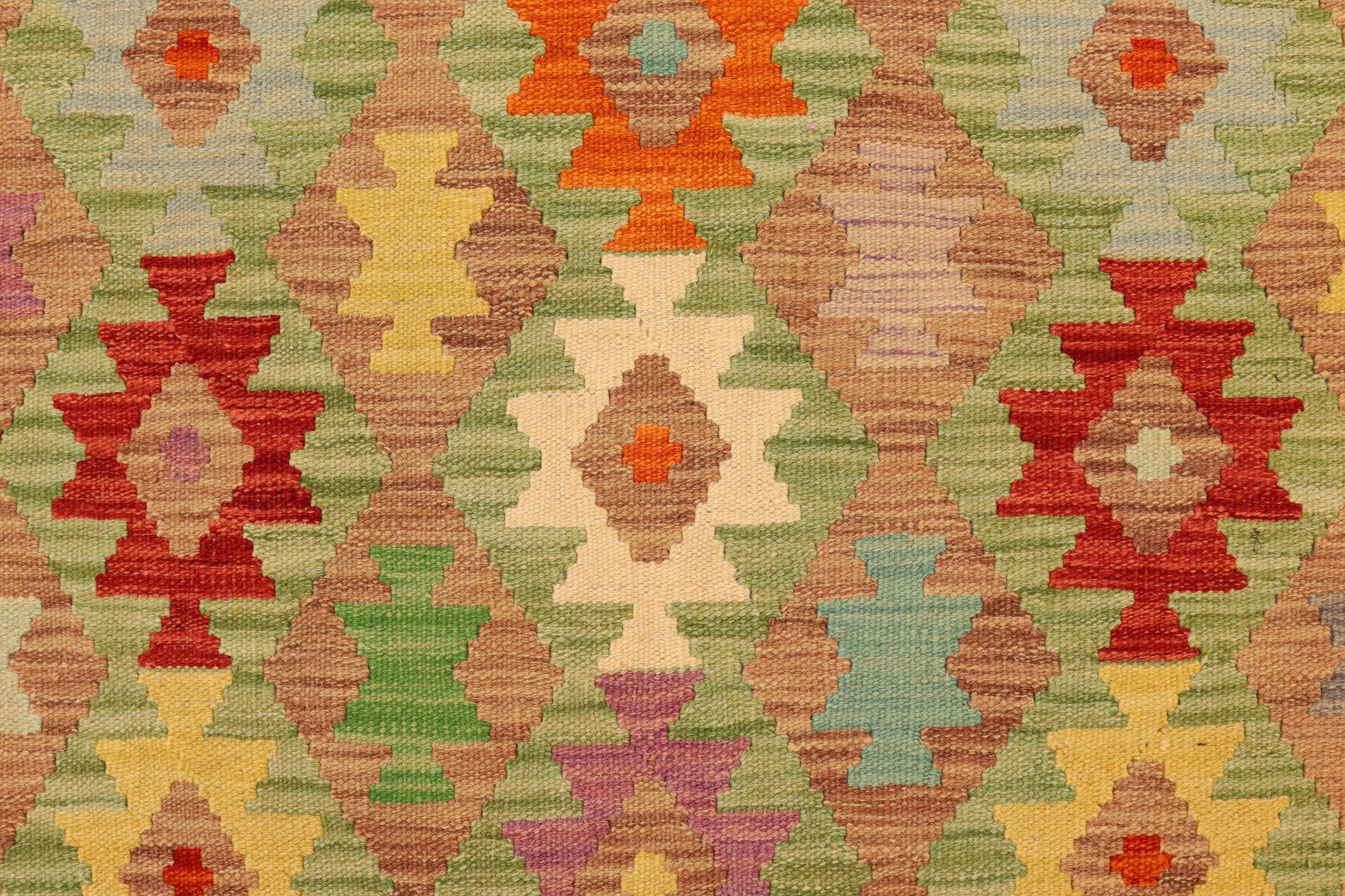 handmade Geometric Kilim Blue Rust Hand-Woven RECTANGLE 100% WOOL area rug 5x6