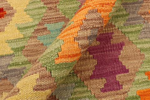 handmade Geometric Kilim Blue Rust Hand-Woven RECTANGLE 100% WOOL area rug 5x6