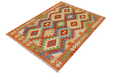 handmade Geometric Kilim Rust Blue Hand-Woven RECTANGLE 100% WOOL area rug 3 x 5