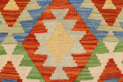 handmade Geometric Kilim Rust Blue Hand-Woven RECTANGLE 100% WOOL area rug 3 x 5