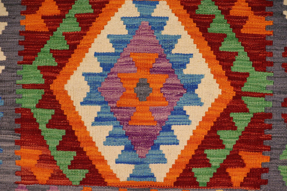 handmade Geometric Kilim Red Gray Hand-Woven RECTANGLE 100% WOOL area rug 3' x 5'