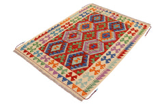 handmade Geometric Kilim Rust Beige Hand-Woven RECTANGLE 100% WOOL area rug 3 x 5