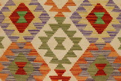 handmade Geometric Kilim Beige Blue Hand-Woven RECTANGLE 100% WOOL area rug 3 x 5
