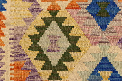 handmade Geometric Kilim Beige Blue Hand-Woven RECTANGLE 100% WOOL area rug 4 x 5
