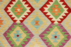 handmade Geometric Kilim Blue Rust Hand-Woven RECTANGLE 100% WOOL area rug 3 x 5