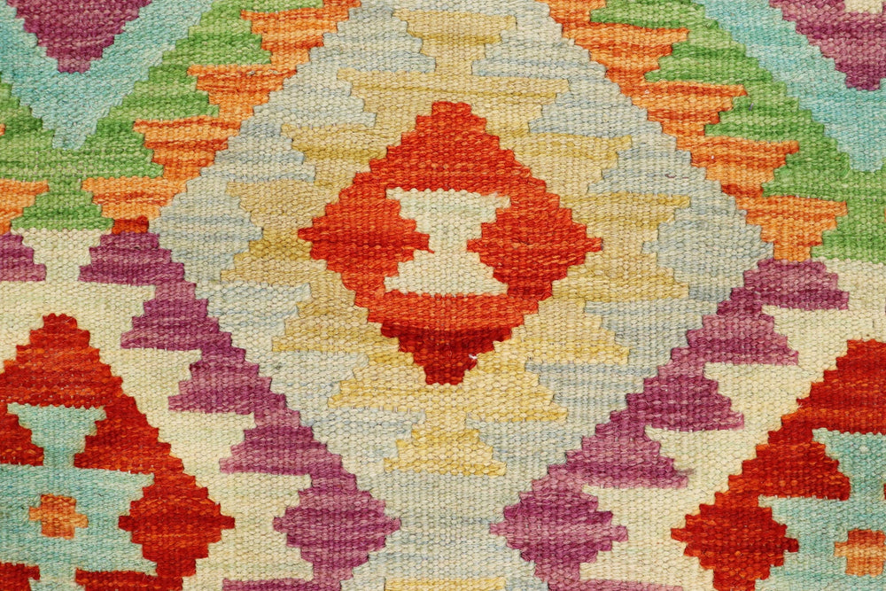 handmade Geometric Kilim Blue Rust Hand-Woven RECTANGLE 100% WOOL area rug 3 x 5
