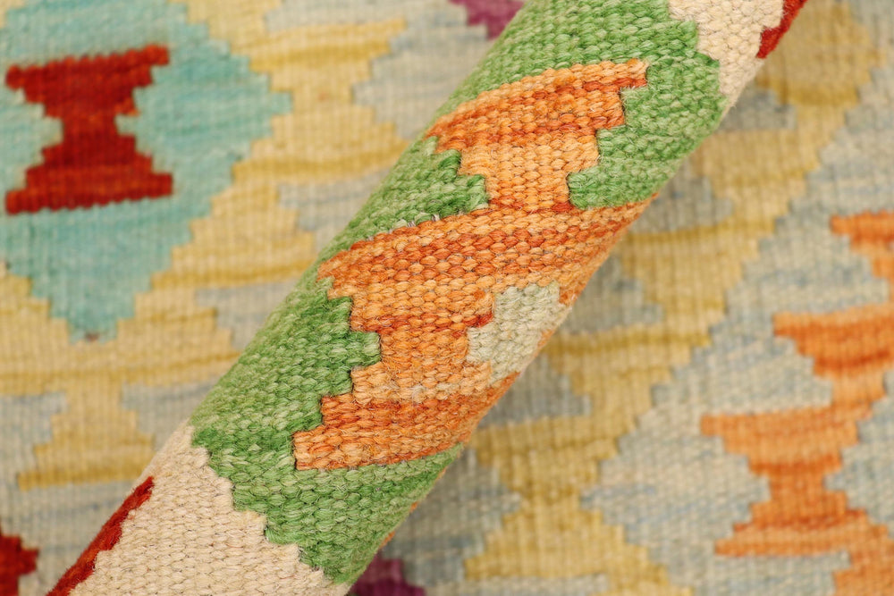 handmade Geometric Kilim Blue Rust Hand-Woven RECTANGLE 100% WOOL area rug 3 x 5