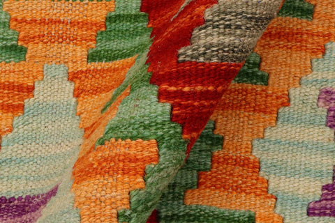 handmade Geometric Kilim Rust Beige Hand-Woven RUNNER 100% WOOL area rug 3 x 10