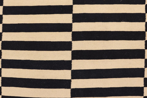 handmade Modern Kilim Beige Black Hand-Woven RECTANGLE 100% WOOL area rug 5' x 8'