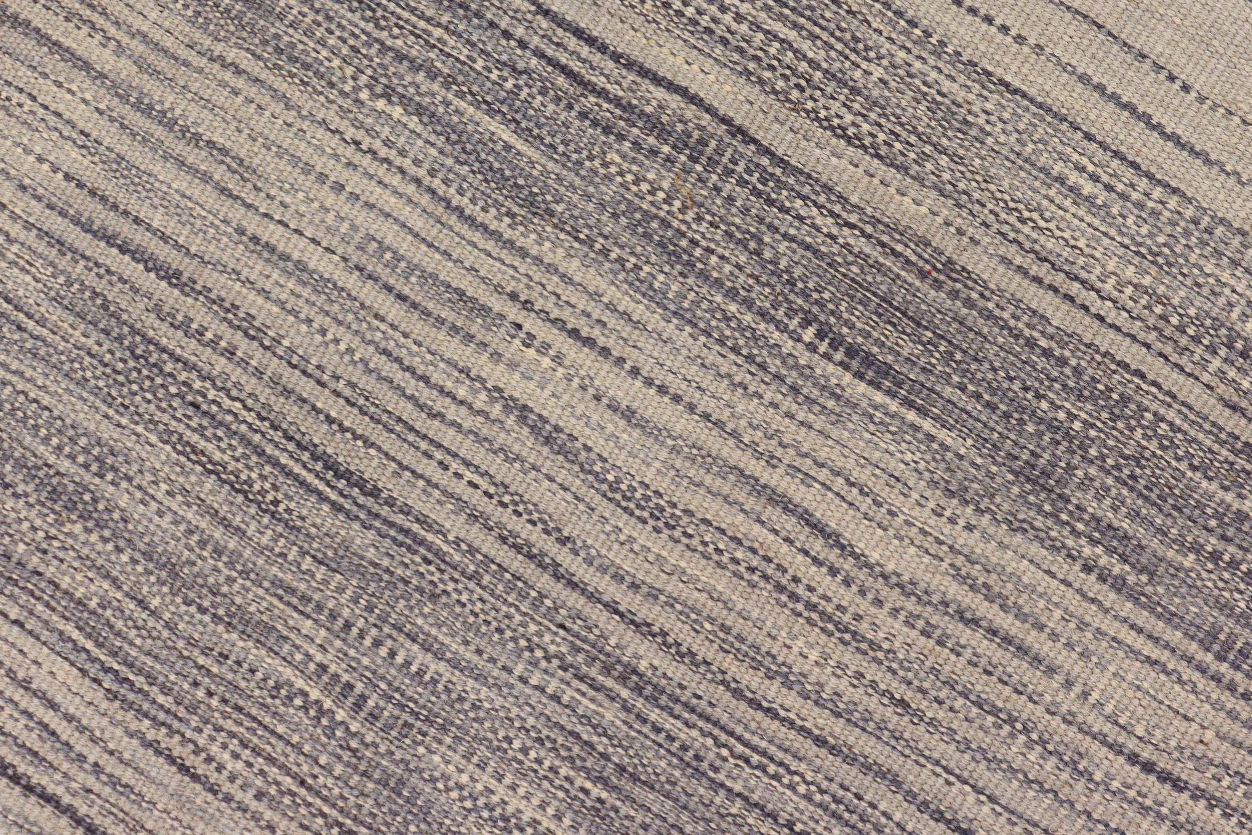 handmade Modern Kilim Gray Gray Hand-Woven RECTANGLE 100% WOOL area rug 6' x 8'