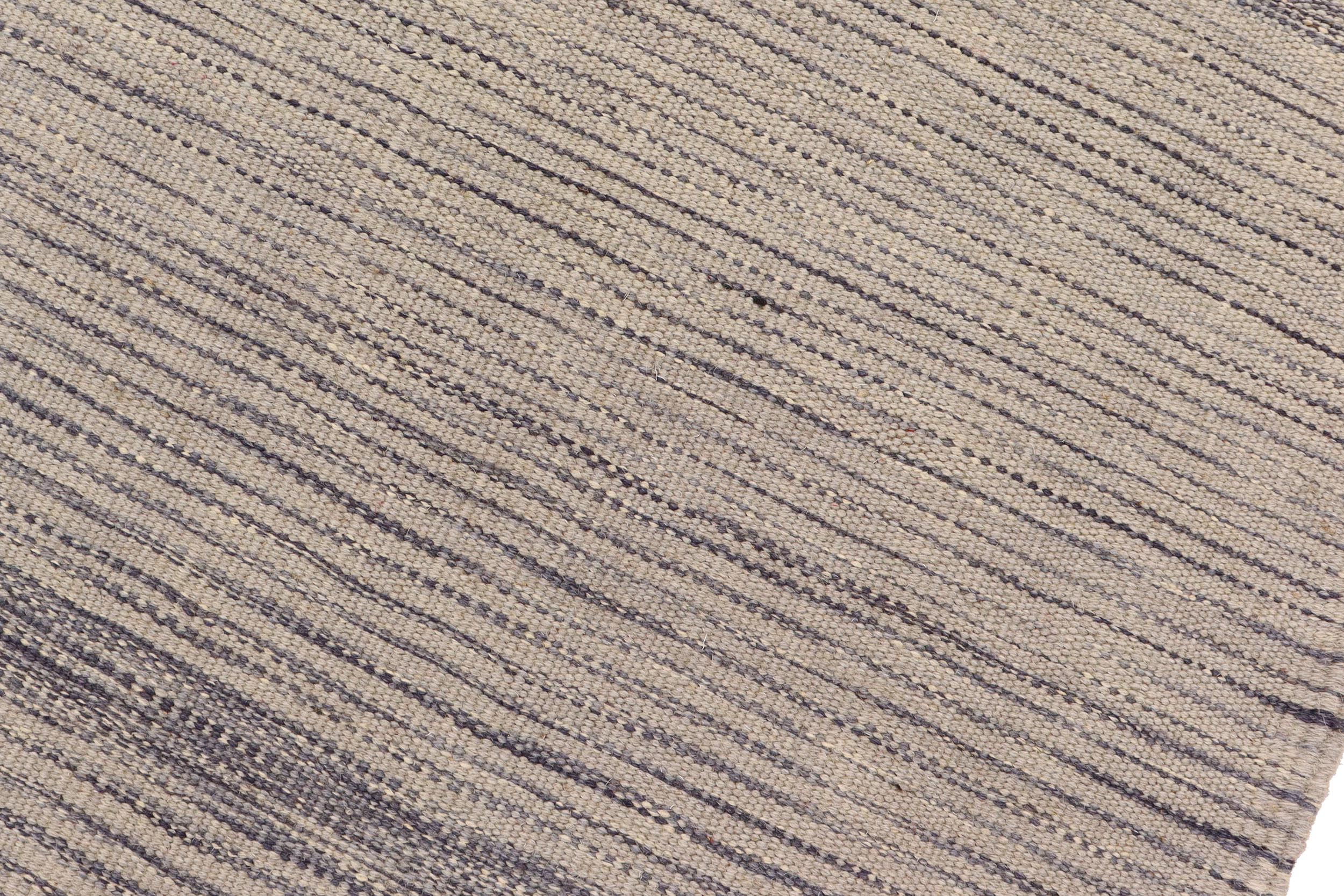 handmade Modern Kilim Gray Gray Hand-Woven RECTANGLE 100% WOOL area rug 6' x 8'