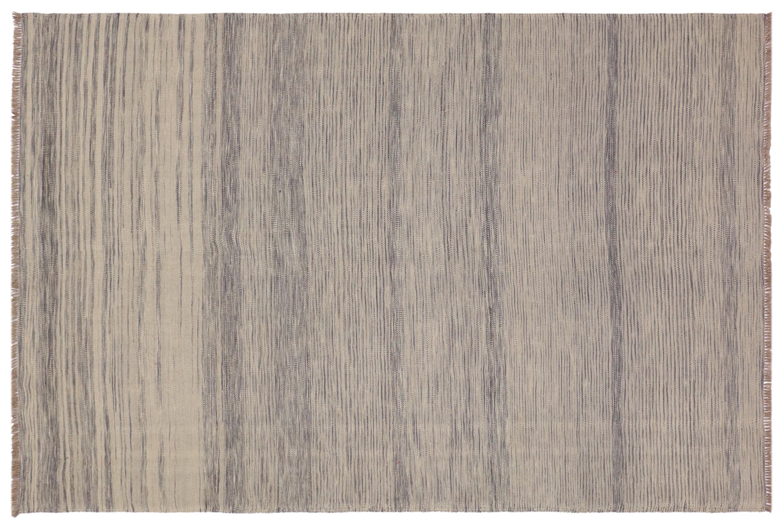 handmade Modern Kilim Gray Gray Hand-Woven RECTANGLE 100% WOOL area rug 6' x 8'