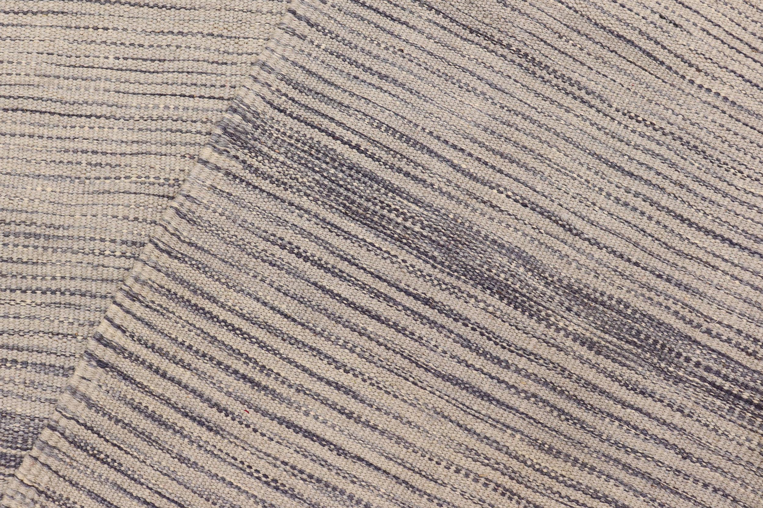 handmade Modern Kilim Gray Gray Hand-Woven RECTANGLE 100% WOOL area rug 6' x 8'