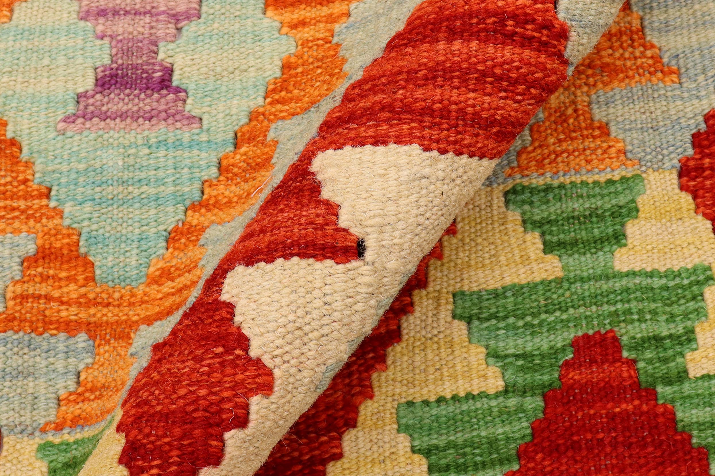 handmade Geometric Kilim Rust Gray Hand-Woven RECTANGLE 100% WOOL area rug 5x6