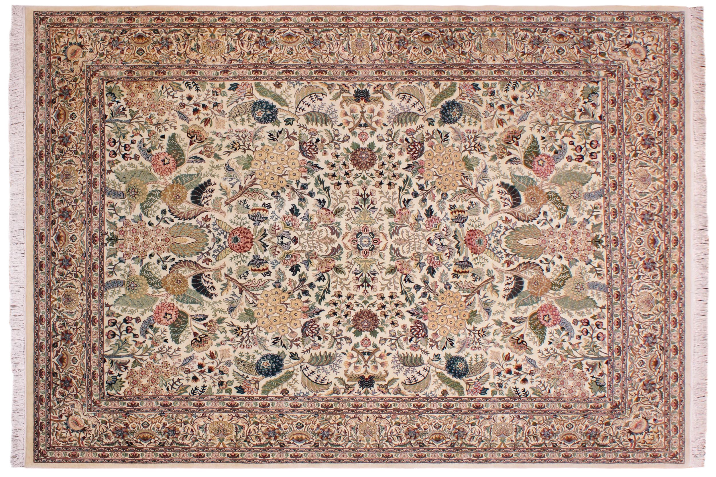 handmade Traditional Nagi Ivory Ivory Hand Knotted RECTANGLE 100% WOOL area rug 9x12