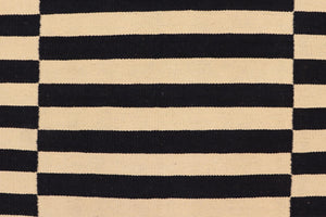handmade Modern Kilim Beige Black Hand-Woven RECTANGLE 100% WOOL area rug 5' x 8'
