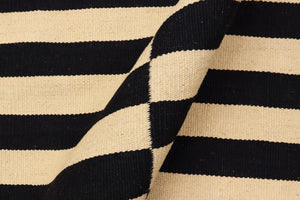 handmade Modern Kilim Beige Black Hand-Woven RECTANGLE 100% WOOL area rug 5' x 8'
