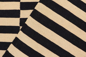 handmade Modern Kilim Beige Black Hand-Woven RECTANGLE 100% WOOL area rug 5' x 8'