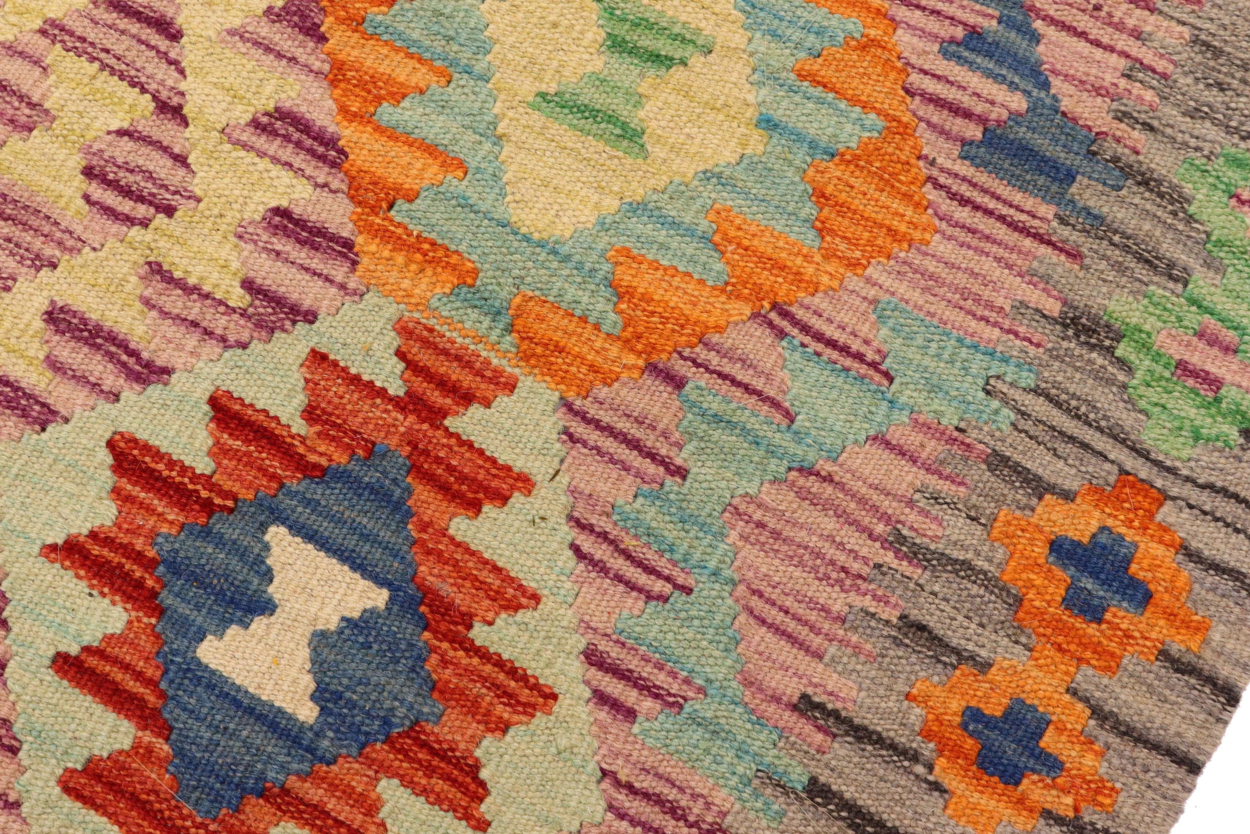 handmade Geometric Kilim Rust Gray Hand-Woven RECTANGLE 100% WOOL area rug 6 x 8
