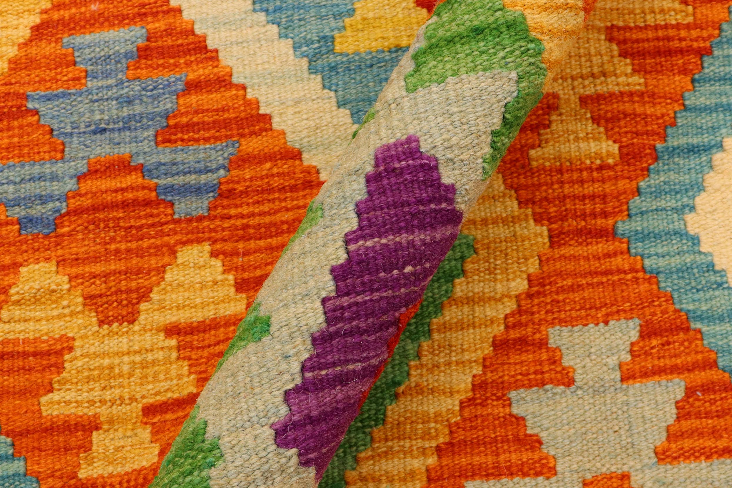 handmade Geometric Kilim Rust Beige Hand-Woven RECTANGLE 100% WOOL area rug 5x6