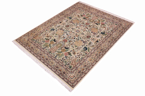 handmade Traditional Nagi Ivory Ivory Hand Knotted RECTANGLE 100% WOOL area rug 9x12