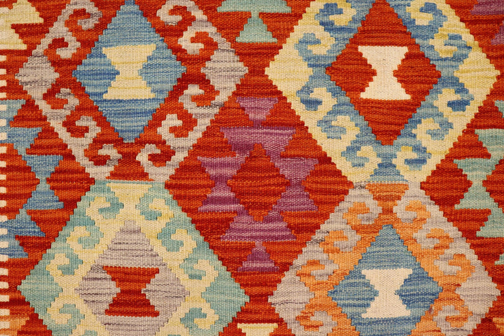 handmade Geometric Kilim Rust Beige Hand-Woven RECTANGLE 100% WOOL area rug 3 x 5