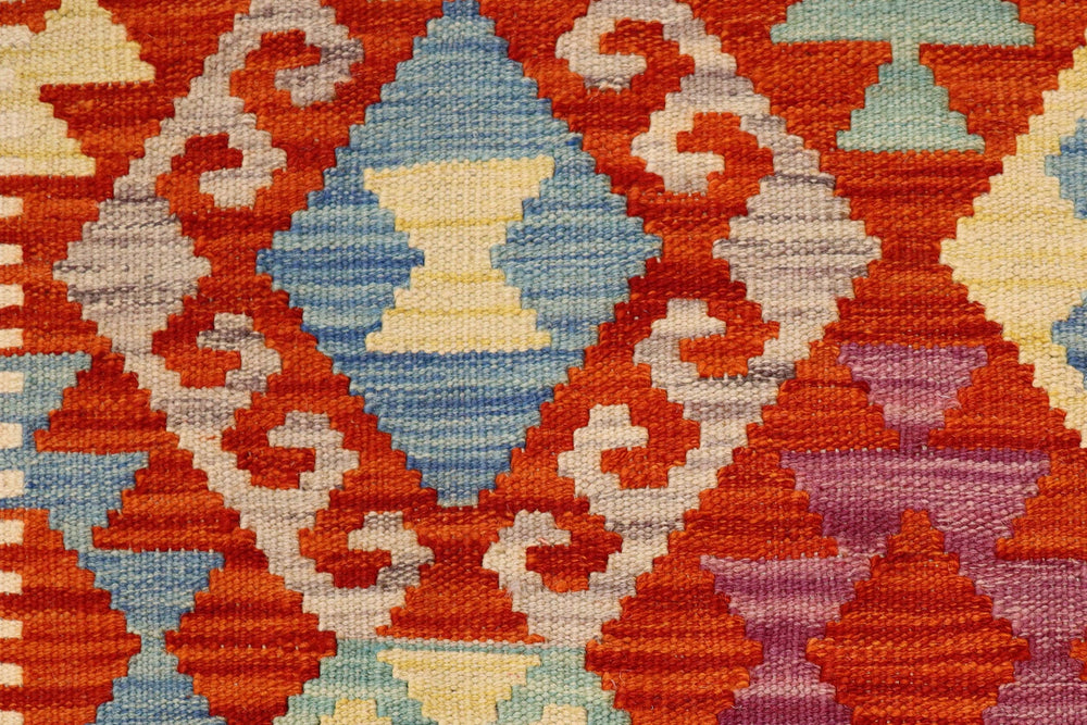 handmade Geometric Kilim Rust Beige Hand-Woven RECTANGLE 100% WOOL area rug 3 x 5