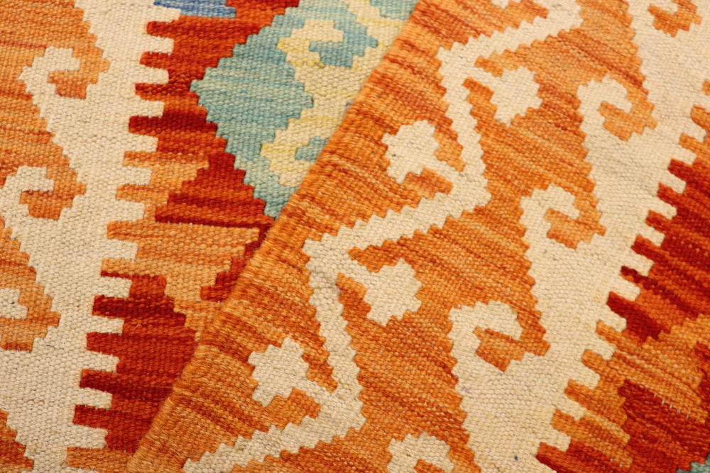 handmade Geometric Kilim Rust Beige Hand-Woven RECTANGLE 100% WOOL area rug 3 x 5