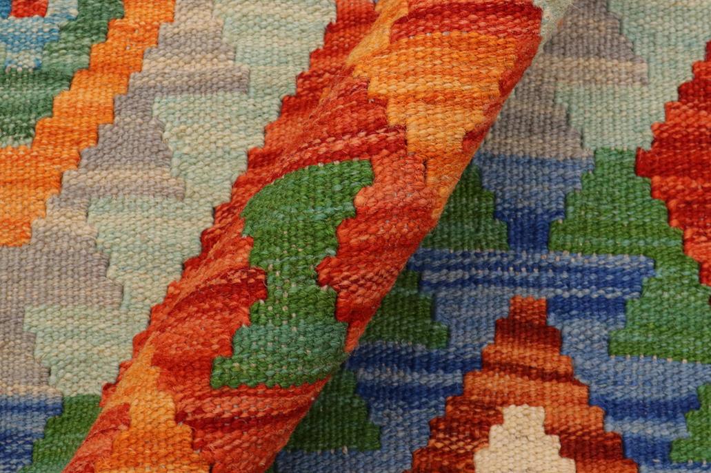 Flat Weave Kilim Antique Navaho Vintage handmade Geometric Kilim Rust Beige Hand-Woven Runner 100% Wool Area Rug 3x10 