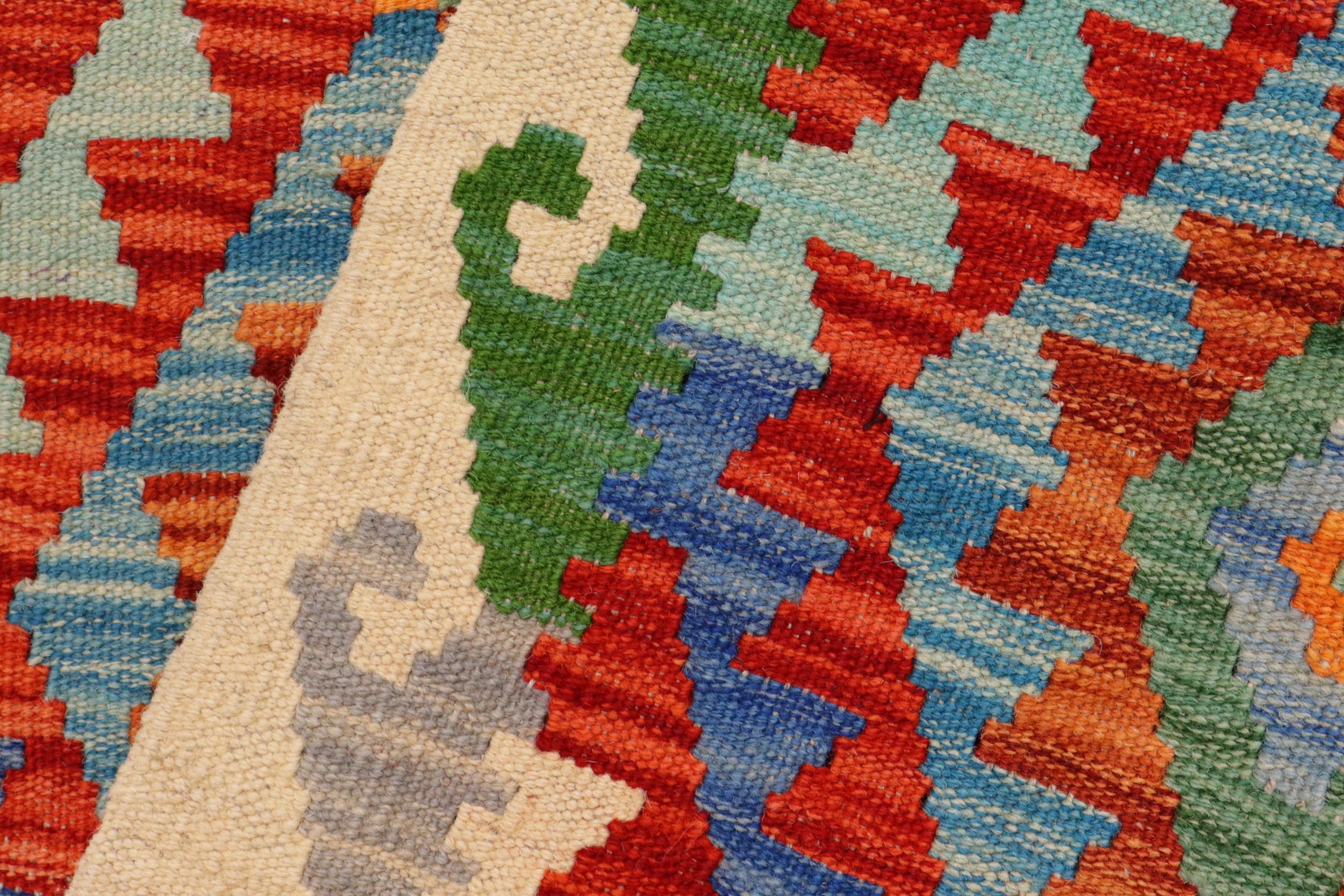 handmade Geometric Kilim Rust Beige Hand-Woven RUNNER 100% WOOL area rug 3 x 10