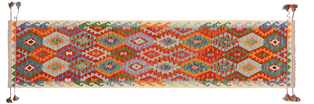 Flat Weave Kilim Antique Navaho Vintage handmade Geometric Kilim Rust Beige Hand-Woven Runner 100% Wool Area Rug 3x10 