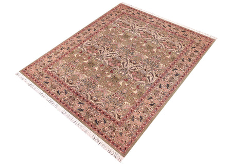 handmade Transitional Lily Green Rust Hand Knotted RECTANGLE 100% WOOL area rug 9x12