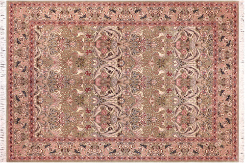 handmade Transitional Lily Green Rust Hand Knotted RECTANGLE 100% WOOL area rug 9x12