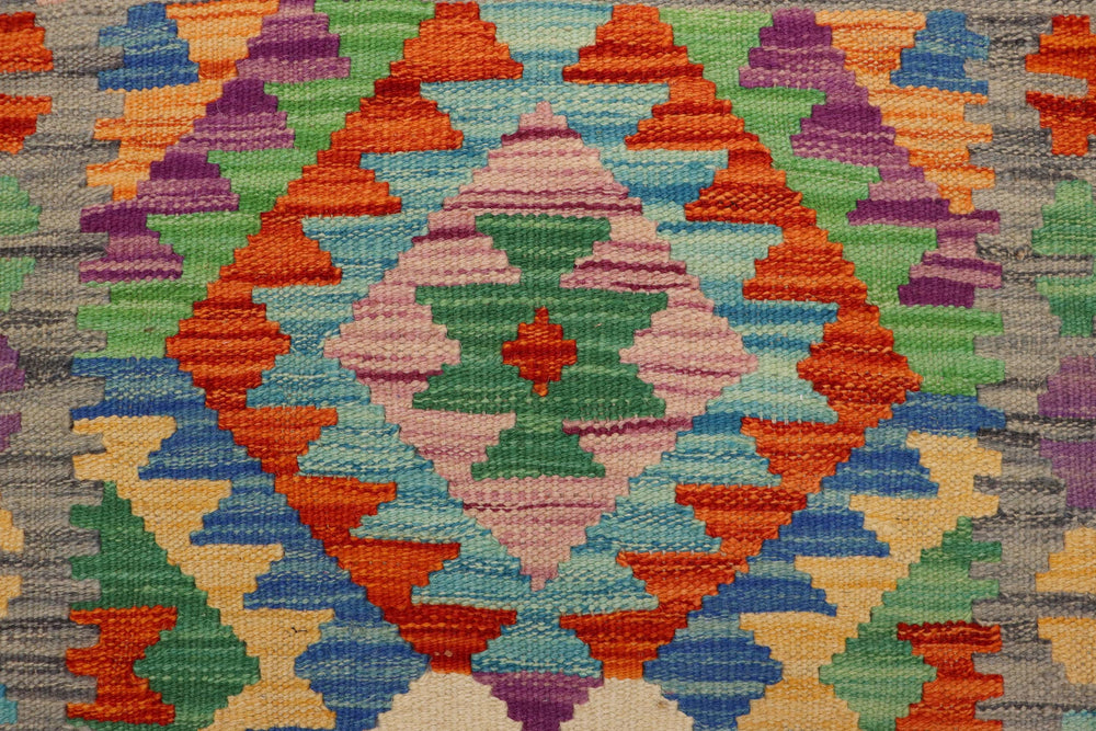 handmade Geometric Kilim Rust Gray Hand-Woven RECTANGLE 100% WOOL area rug 3' x 4'