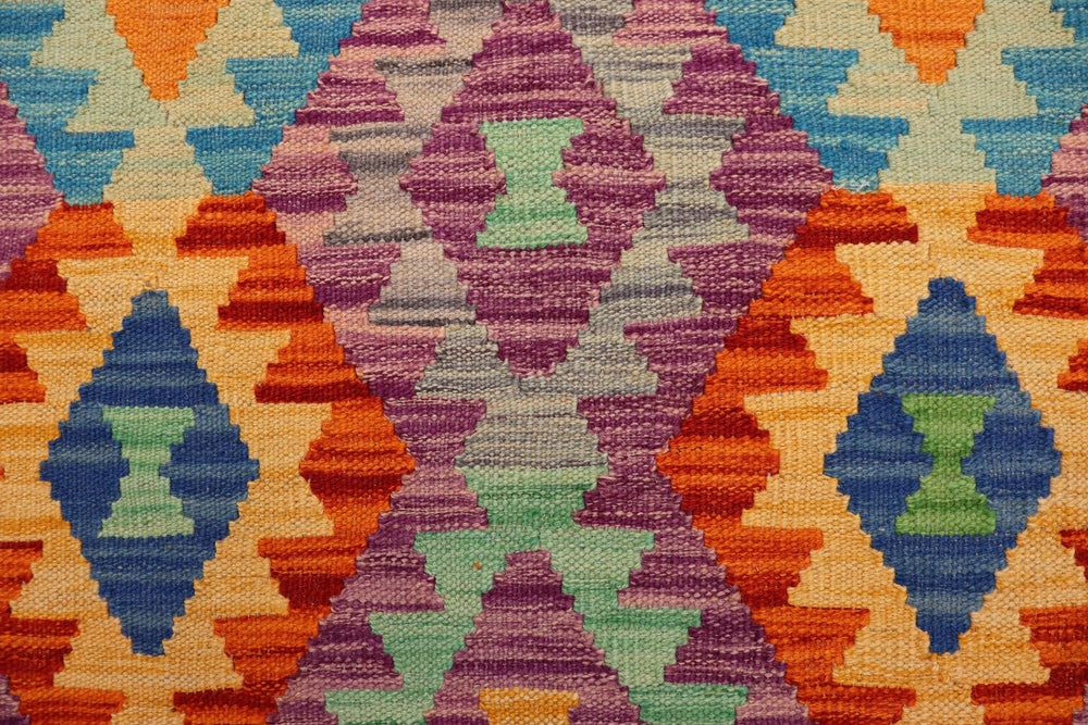 handmade Geometric Kilim Purple Rust Hand-Woven RECTANGLE 100% WOOL area rug 4 x 5